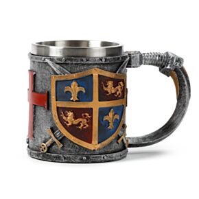 Decoratief Middeleeuwse Ridder Wapenschild Zilver- en Goudkleur Bierpul