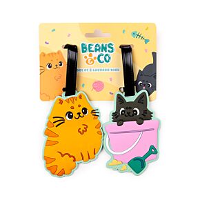 Beans & Co Katten PVC Kofferlabel Set van 2 Beans & Co Katten PVC Kofferlabel Set van 2
