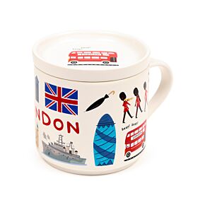 Londen Souvenir Porselein Mok met Onderzetterdeksel Set Londen Souvenir Porselein Mok met Onderzetterdeksel Set