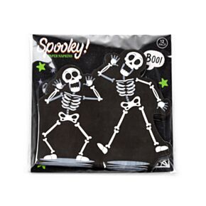 Halloween Geraamte Pak van 12 3-laags papieren feestservetten