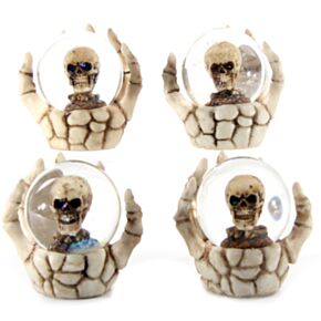 Schedel Sneeuwbol in Skelet Hand