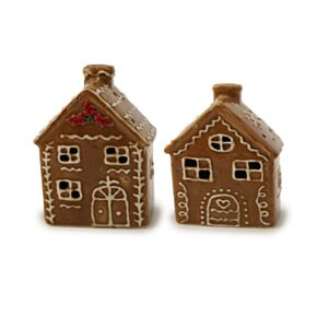 Kerst peperkoekhuisje theelichthouder - met glazuur