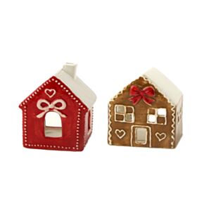 Kerst peperkoekhuisje theelichthouder - Lintjes